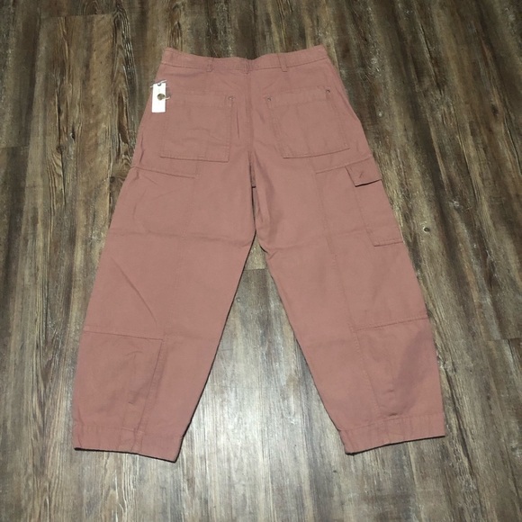 Anthropologie Utility Wide Leg Pants Women's 8 Cargo Cropped in Plum NWT - Picture 7 of 8